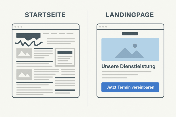 Startseite vs. Landingpage im Vergleich – Google Ads für Dienstleister